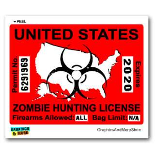   Hunting License Permit Red   Biohazard Response Team Sticker  