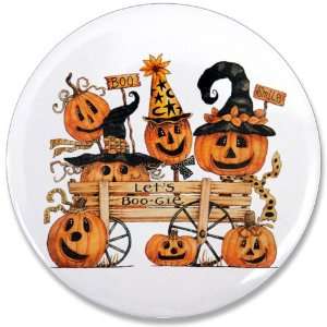  3.5 Button Halloween Lets Boogie Jack o Lantern Pumpkin 