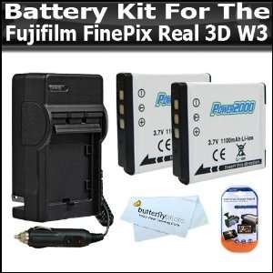   Travel Battery Charger + LCD Clear Screen Protectors For The Fujifilm