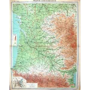   Map South West France Bordeaux Toulouse Limoges