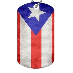  Puerto Rican Flag Dog Tag and Chain 