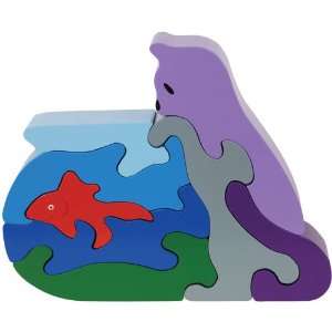  Cat Fishin Chunky Wooden Puzzle Toys & Games