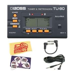  Boss TU 80 Chromatic Tuner and Metronome Bundle with 10 