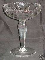 VINTAGE ELEGANT ETCHED PRESSED GLASS COMPOTE TAZZA  