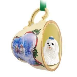  Maltese Christmas Ornament Sleigh Ride Tea Cup Pet 