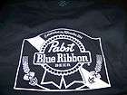Pabst Blue Ribbon Vintage Black Tee Shirt T shirt white logo PBR 