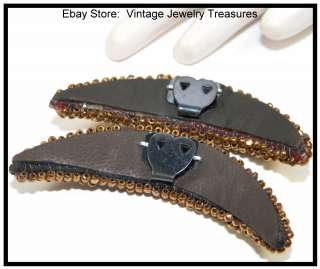   Antique 1920s French Steel Cut Crescent Shaped Shoe Clips  