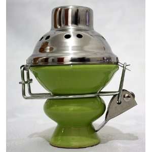   GREEN Ceramic Bowl and Metal Screen for Hooka Nargila