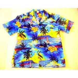 Hawaiian Hawaii Luau Shirt Aloha Big Island Beach Maui Tropical Sunset 