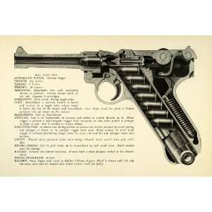  1948 Print 9 mm German Luger Automatic Pistol Interior 