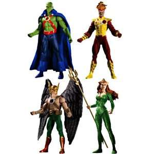   Set of 4 Action Figures Hawkman, Martian Manhunter, Firestorm Mera