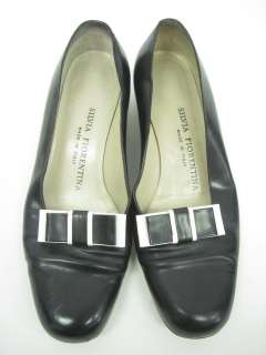 SILVIA FIORENTINA Black Leather Pumps Slides Shoes Sz 6  