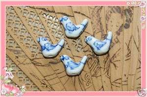 Lucky 50pcs blue birds porcelain beads  