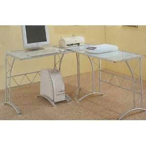   Shape Silver Finish Workstation Computer Desk/Table Furniture & Decor
