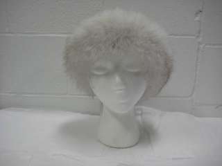 56233 New White Natural Blue Fox Fur Headband Wrap Hat  