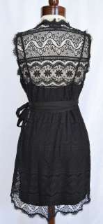   Bob Cotton Lace Wrap Dress S 4 6 8 UK 8 10 12 NWT Black + Jersey Slip