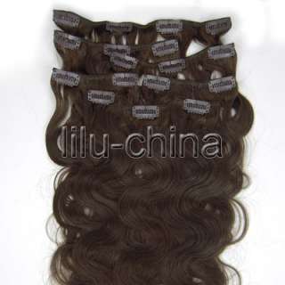 20inch 8psc Clip on Body/Wave Human Hair Extension in 7 Colors ,100g 