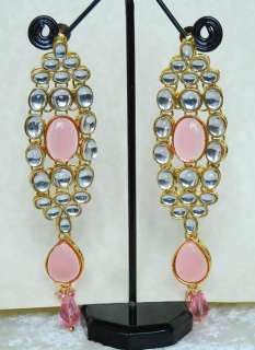 Bollywood fashion jewellery long kundan danglers E239  