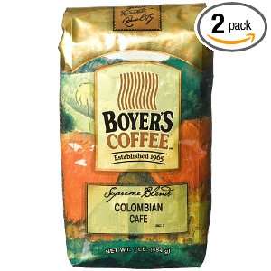 Boyers Coffee Colombian Cafe, 16 Ounce Bags (Pack of 2)  