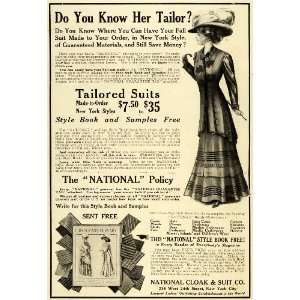1908 Ad Womens Tailored Suits Hat Dress National Cloak Suit Company 