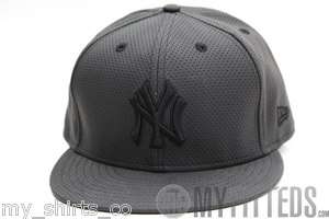 NEW YORK YANKEES Cool Perforated Black PU Leather New Era Fitted Cap 