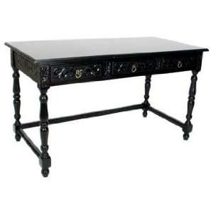 Three Drawer Traditional Console Table in Dark Brown 