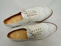 NEW Mens Vintage BOSTONIAN White Full Brogue Wingtip Golf Spikes Shoes 