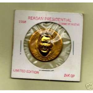    1988  Limited Edition 24K Gold Plated Reagan Coin 