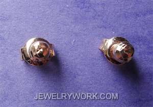 Faceted Round Solid 18KT Rose Gold Stud Earring  