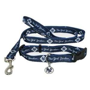  New York Yankees Dog Collar Leash and ID Tag Set Size 
