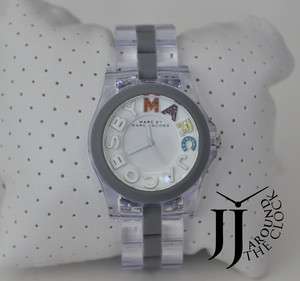   Marc Jacobs Clear Acrylic Swarovski Crystal Logo Rivera Watch MBM4548