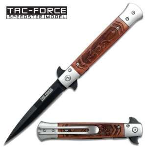   wood dragon stiletto style fast Spring Assisted Knife 