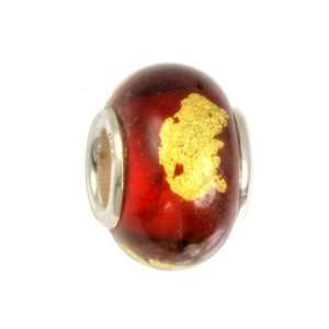  IMPPAC red and gold Murano Style Glass Bead, Sweety, 925 
