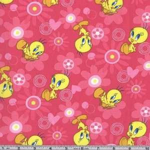  45 Wide Tweety Floral Pink Fabric By The Yard Arts 