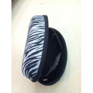  Black & White Zebra Textured Semi Hard Zippered Sunglass 