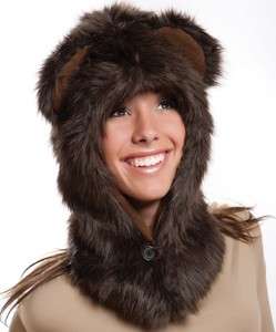   Unisex Animal Furry Faux Fur Hat Hood Hoodie SA17 Brown Bear  
