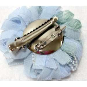   Light Blue Beaded Fabric Hair Flower Clip and Pin, Limited. Beauty
