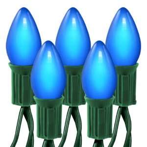  (25) Bulbs   Opaque Blue C7 Christmas Lights   Length 25 