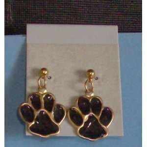 Hand Painted Large Paw Print Earrings with Surgical Steel Post Nickle 