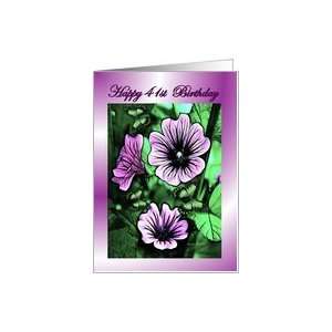   Specific 41st ~ Purple Mulva Flowers & Butterflies Card Toys & Games