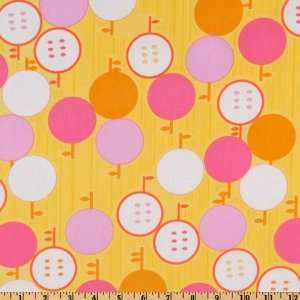  44 Wide Sunny Daze Circles Yellow Fabric By The Yard 