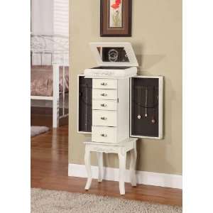  Jewelry Armoire with Cabriole Legs in White Finish