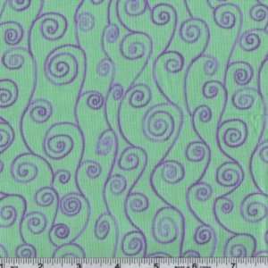  45 Wide Sun Drop Curly Stripe Mint Fabric By The Yard 