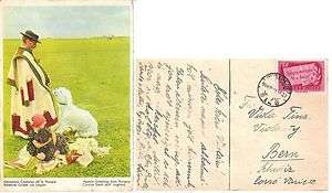 HUNGARY Postcard Budapest to Switzerland (1948) COSTUME DOGS  