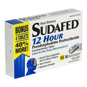 Sudafed 12 Hour, Non Drowsy Nasal Decongestant, Coated Caplets   14 ea