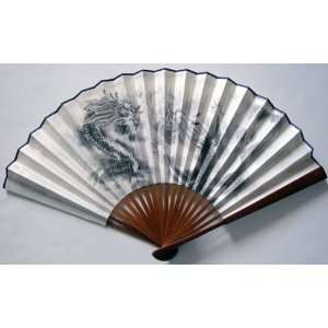  Chinese Art Painting Calligraphy Bamboo Fan Dragon 