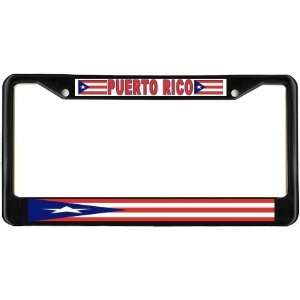  Puerto Rico Rican Flag Black License Plate Frame Metal 