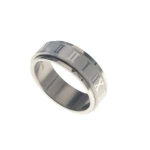  Stainless Steel Roman Numeral Spinner Ring, 13 Jewelry