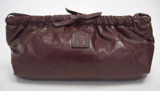 ANN KLEIN Brown Leather Clutch Strap Handbag  