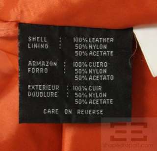 Siena Studio Orange Leather Zip Front Belted Jacket Size Medium  